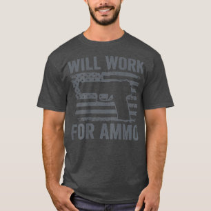 Wird für Ammo USA Flag Funny 9mm Pistole Gun arbei T-Shirt