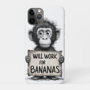 Wird für Bananen arbeiten - Humorvolle Affenskizze Case-Mate iPhone Hülle