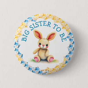 Wird große Schwester   Baby Shower für Jungen Button