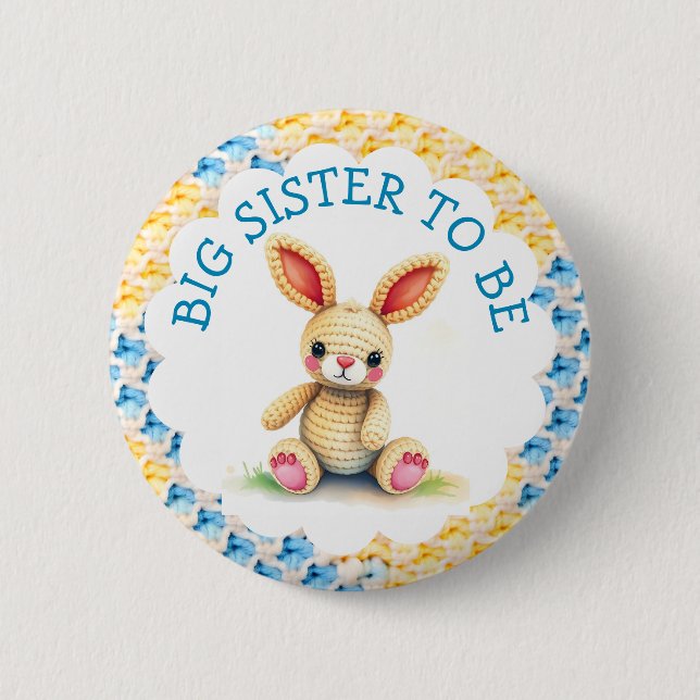 Wird große Schwester | Baby Shower für Jungen Button (Vorderseite)