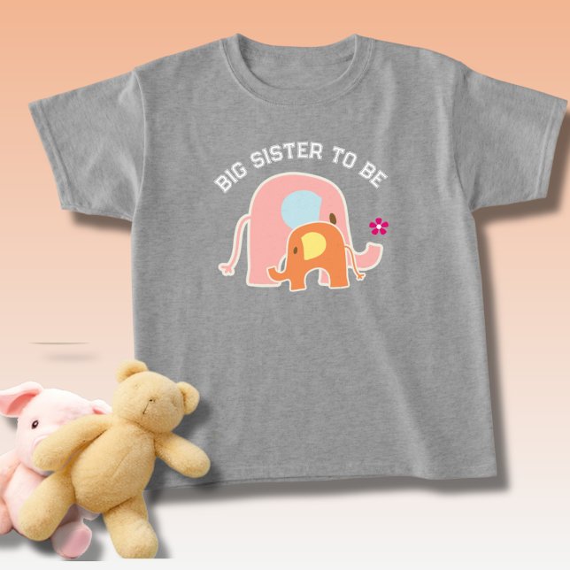Wird Große Schwester Rosa Elefant  T-Shirt (Von Creator hochgeladen)