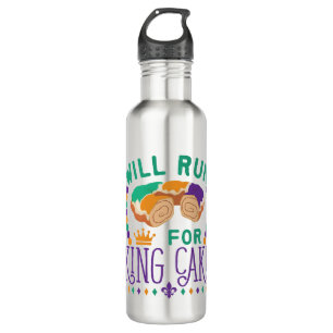 Wird laufen für King Cake Funny Mardi Gras Running Edelstahlflasche