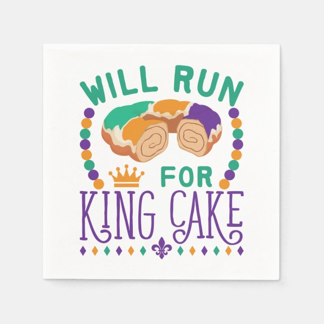 Wird laufen für King Cake Funny Mardi Gras Running Serviette (Vorderseite)