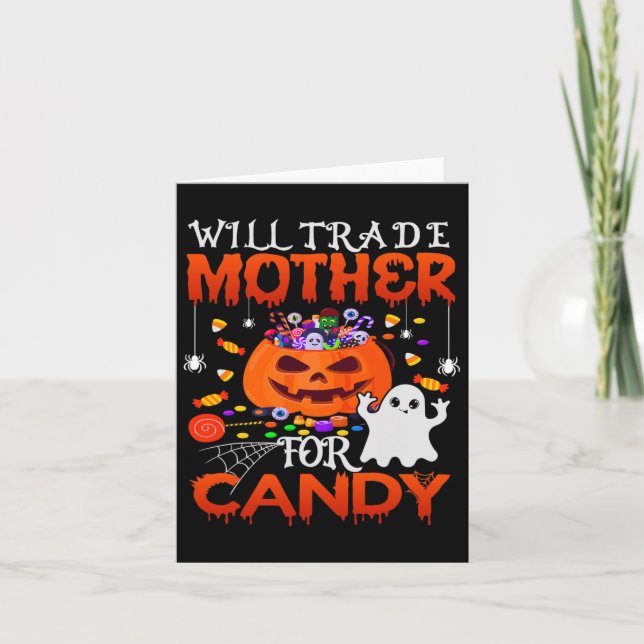 Wird Mutter gegen Candy Funny Halloween Kids tausc Karte (Vorderseite)