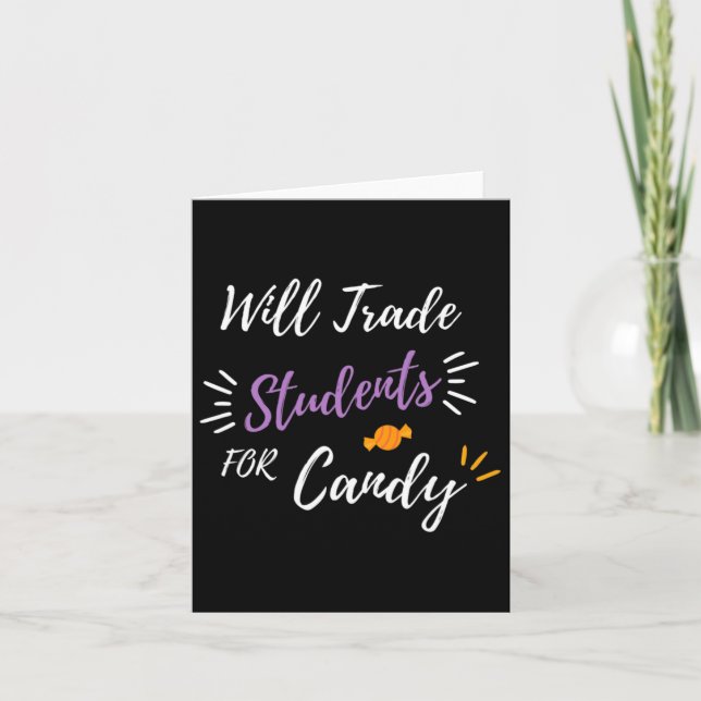 Wird Schüler gegen Candy Funny Halloween Teac taus Karte (Vorderseite)