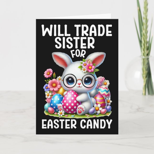 Wird Schwester für Candy Osterjunge Ostern Brot ta Karte (Vorderseite)