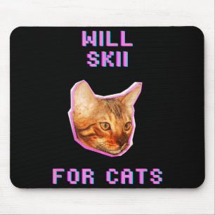 Wird Skifahren für Katzen lustiges Winter-Schnee-A Mousepad