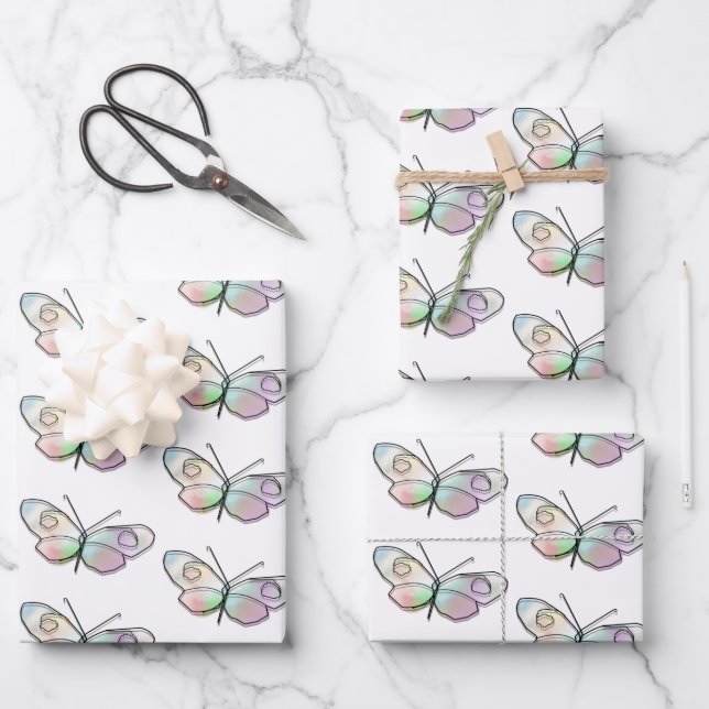 Wire Butterfly Zeichnend Muster Geschenkpapier Set (Vorderseite)