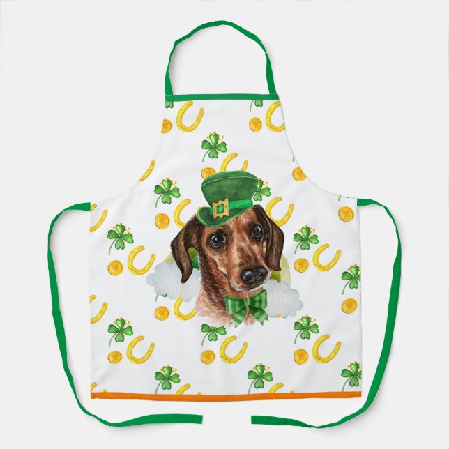 Wire Dackel Holiday Decor St Patrick's Day Dog Schürze (Vorderseite)