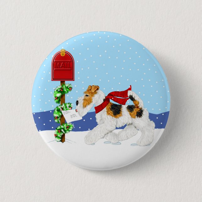 Wire Fox Christmas Mail Button (Vorderseite)
