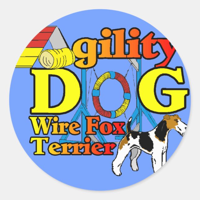 Wire_Fox_Terrier_Agility_ Runder Aufkleber (Vorderseite)