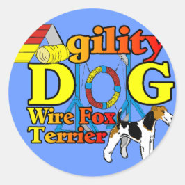 Wire_Fox_Terrier_Agility_ Runder Aufkleber