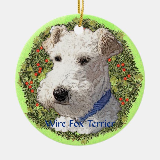 Wire Fox Terrier Art Keramik Ornament (Vorne)