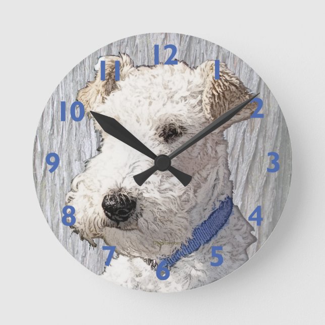 Wire Fox Terrier Art Runde Wanduhr (Vorderseite)