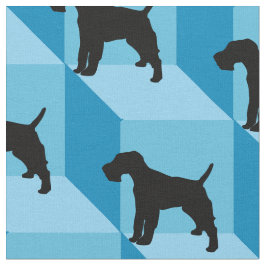 Wire Fox Terrier auf Blue Cubes Stoff