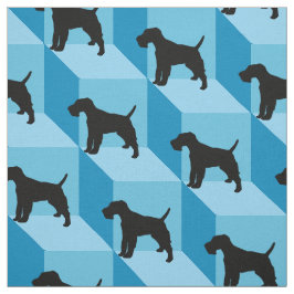 Wire Fox Terrier auf Blue Cubes Stoff