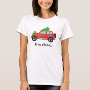 Wire Fox Terrier Auto fahren ein Weihnachtswagen T-Shirt
