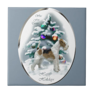 Wire Fox Terrier Christmas Fliese