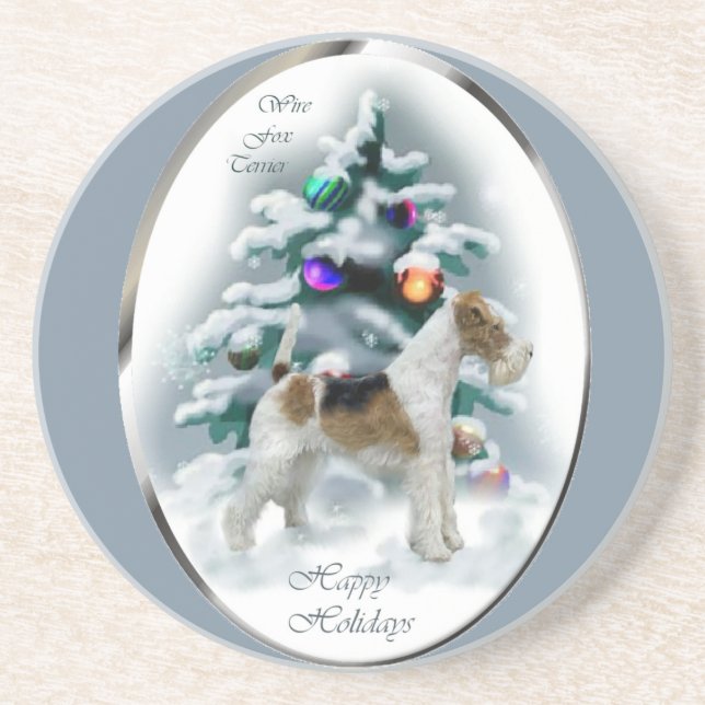 Wire Fox Terrier Christmas Getränkeuntersetzer (Vorne)
