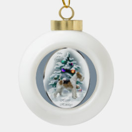 Wire Fox Terrier Christmas Keramik Kugel-Ornament