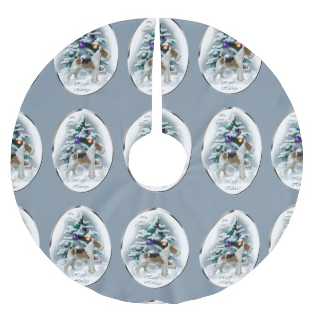 Wire Fox Terrier Christmas Polyester Weihnachtsbaumdecke (Vorderseite)