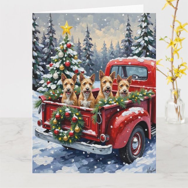 Wire Fox Terrier Christmas Red Truck Holiday Gift Karte (Gelbe Blume)