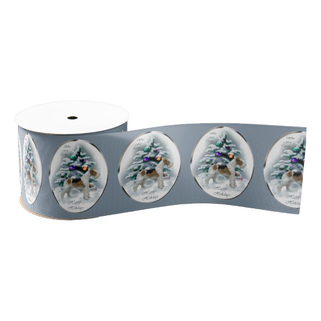 Wire Fox Terrier Christmas Ripsband (Spule)