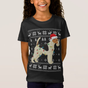 Wire Fox Terrier Christmas Ugly Lights Weihnachtsm T-Shirt