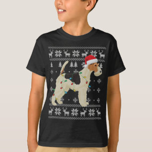 Wire Fox Terrier Christmas Ugly Lights Weihnachtsm T-Shirt