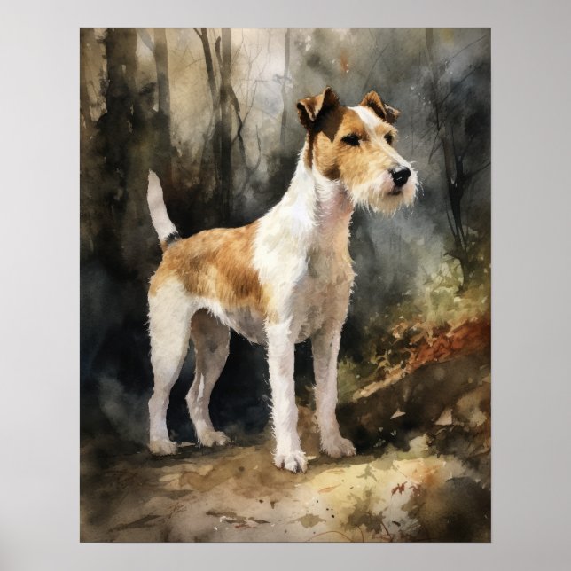 Wire Fox Terrier Dog Art Print Poster (Vorne)