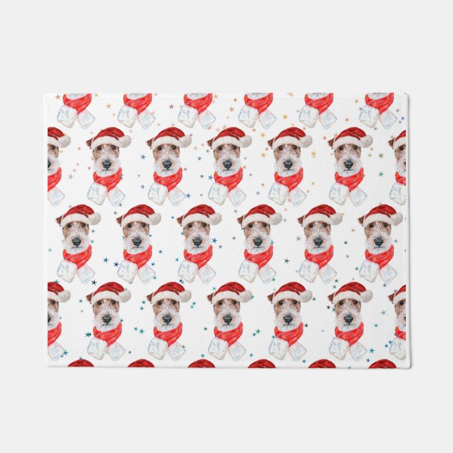 Wire Fox Terrier Dog Breed Christmas Stars Fußmatte (Vorderseite)