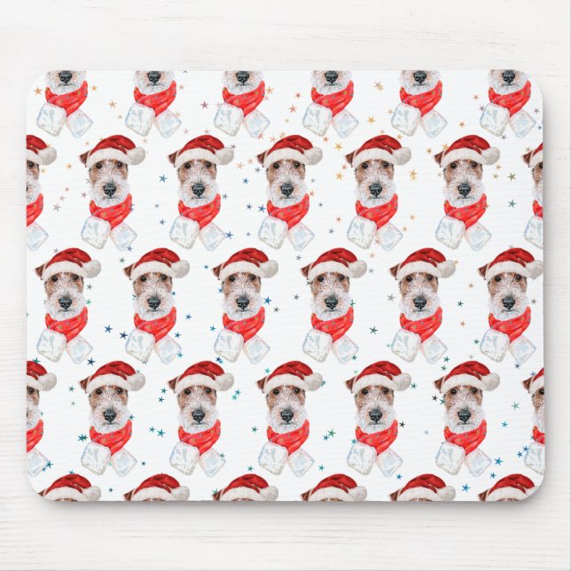 Wire Fox Terrier Dog Breed Christmas Stars Mousepad (Vorne)