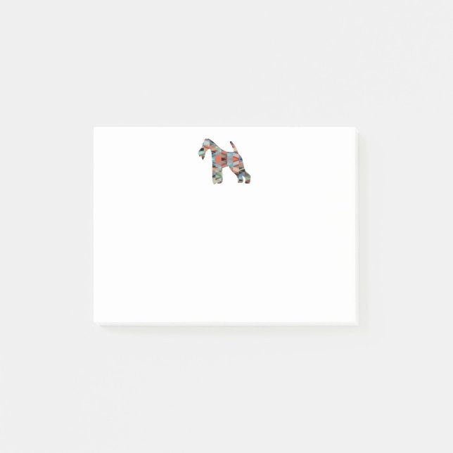 Wire Fox Terrier Dog Breed Geo Silhouette Kariert Post-it Klebezettel (Vorderseite)