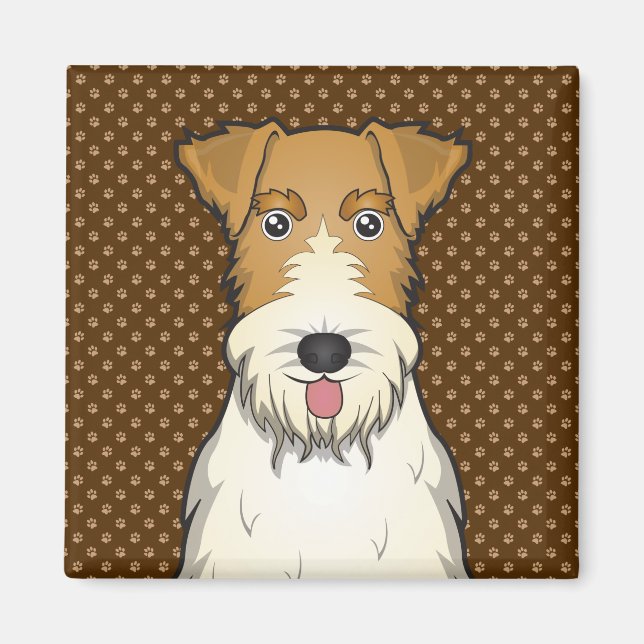 Wire Fox Terrier Dog Cartoon Paws Magnet (Vorne)