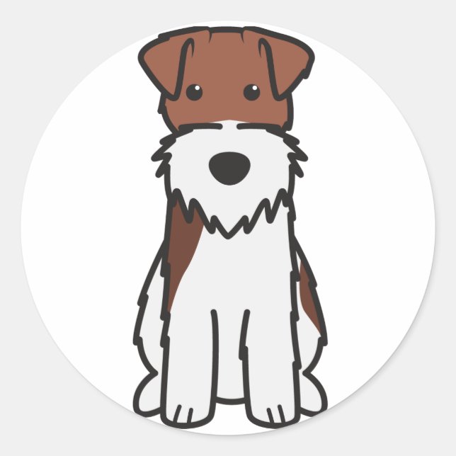 Wire Fox Terrier Dog Cartoon Runder Aufkleber (Vorderseite)