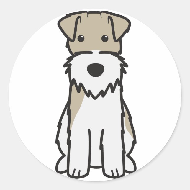 Wire Fox Terrier Dog Cartoon Runder Aufkleber (Vorderseite)
