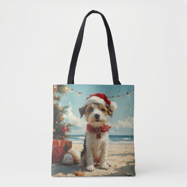Wire Fox Terrier Dog Christmas Vintag Beach (Vorderseite)