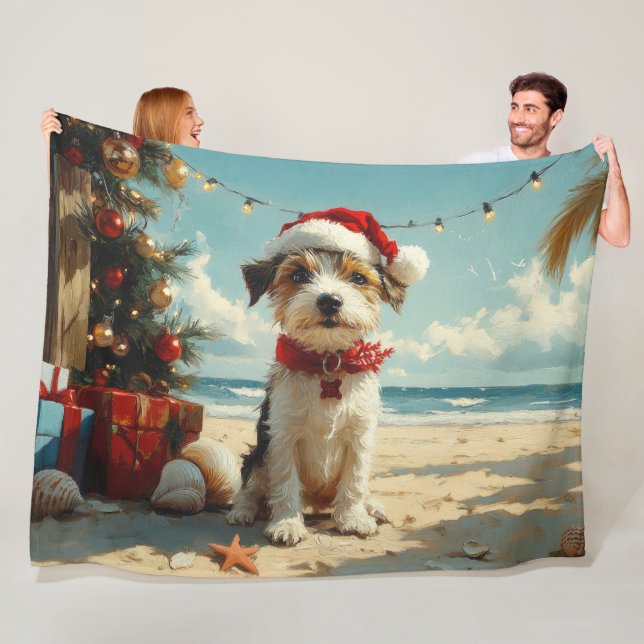 Wire Fox Terrier Dog Christmas Vintag Beach Fleecedecke (Beispiel)