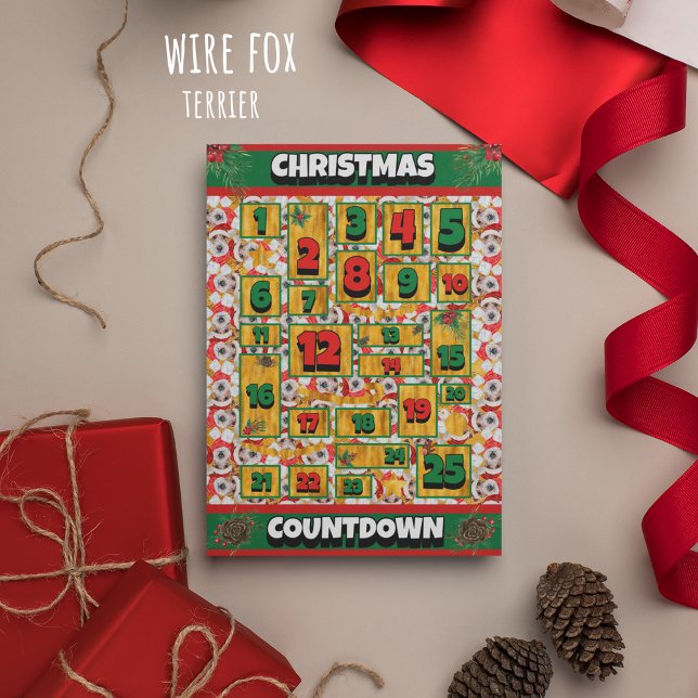 Wire Fox Terrier Dog Countdown Weihnachtsfest Feiertagskarte (Von Creator hochgeladen)