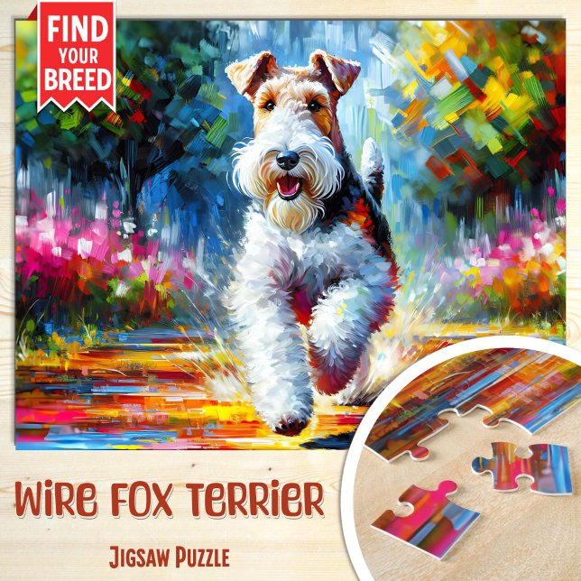Wire Fox Terrier Dog Portrait Akrylus Art Print Puzzle (Von Creator hochgeladen)