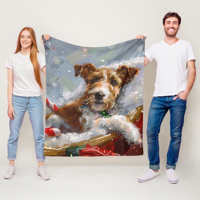 Wire Fox Terrier Dog Weihnachtsfest Fleecedecke (Beispiel)