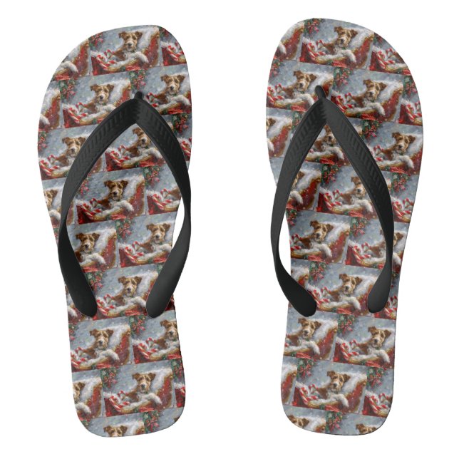 Wire Fox Terrier Dog Weihnachtsfest Flip Flops (Fußbett)