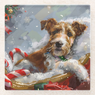 Wire Fox Terrier Dog Weihnachtsfest Glasuntersetzer