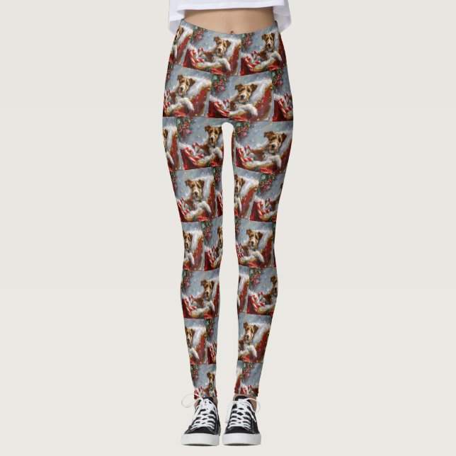 Wire Fox Terrier Dog Weihnachtsfest Leggings (Vorderseite)