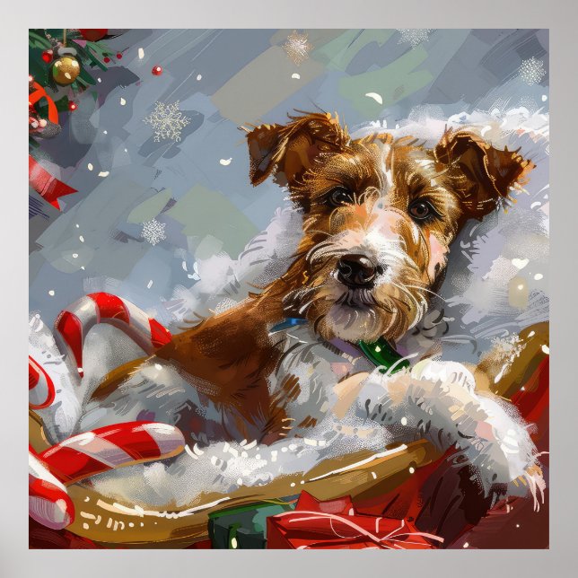 Wire Fox Terrier Dog Weihnachtsfest Poster (Vorne)