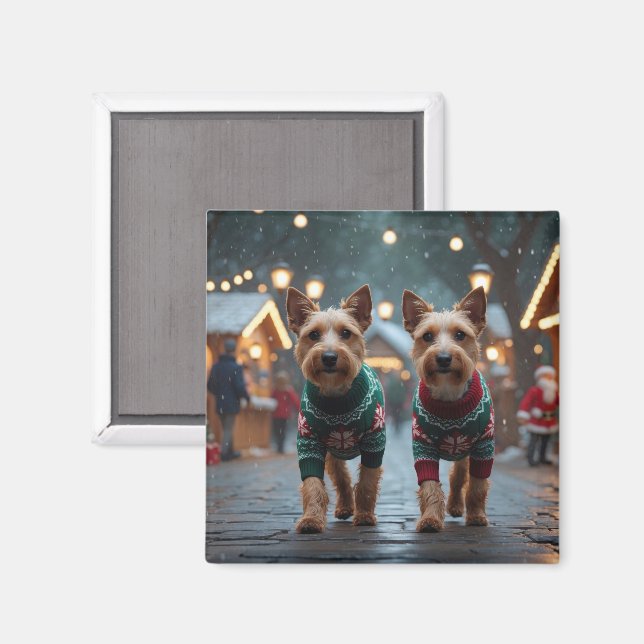 Wire Fox Terrier Dogs Christmas Snow Holiday Magnet (Vorderseite/Rückseite)