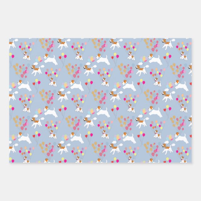 Wire Fox Terrier feiert Wrapping Papers Geschenkpapier Set (Vorderseite)