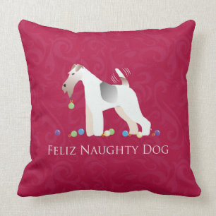 Wire Fox Terrier Feliz Naughty Dog Weihnachten Kissen