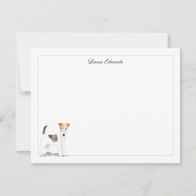 Wire Fox Terrier Gray Border Personalized Mitteilungskarte (Vorderseite)