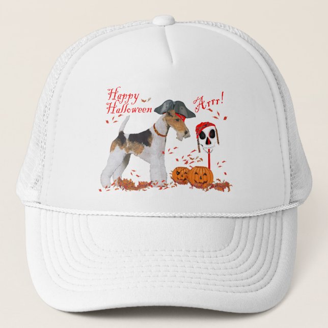 Wire Fox Terrier Halloween Truckerkappe (Vorderseite)